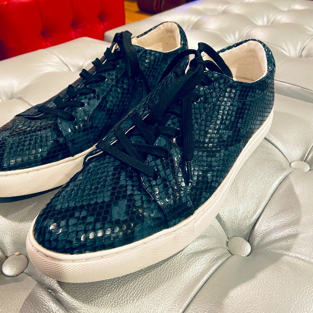 Kenneth Cole Lace-up Snakeskin KAM Textured Sneakers - US Womens 10 : Mens 8